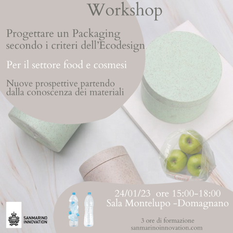 San Marino. Packaging ed ecodesign: workshop alla Sala Montelupo