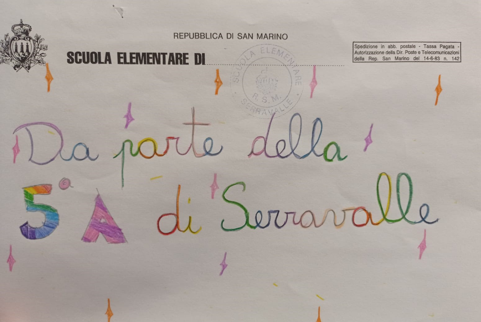 Il ricavato del libro scritto dagli alunni in favore di San Marino for the children onlus