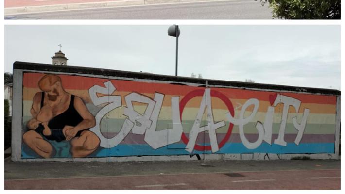 Rimini. Il murales dell’uomo che allatta: «La censura non ci fermerà. Presto ne faremo un altro»