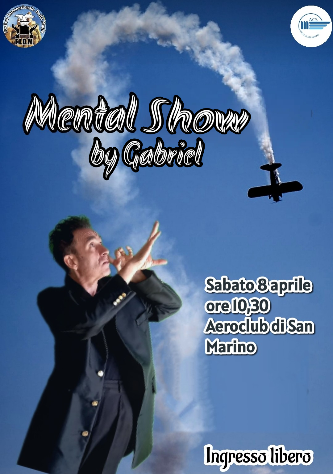 San Marino. Mental show del Mago Gabriel all’Aeroclub