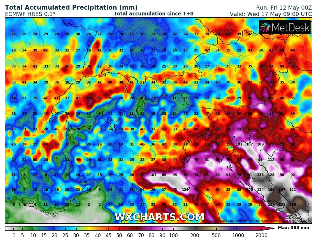 San Marino. Meteo: una serie di perturbazioni atlantiche porteranno oltre 100 mm di pioggia in  pochi giorni (attenzione tra lunedì e martedì)