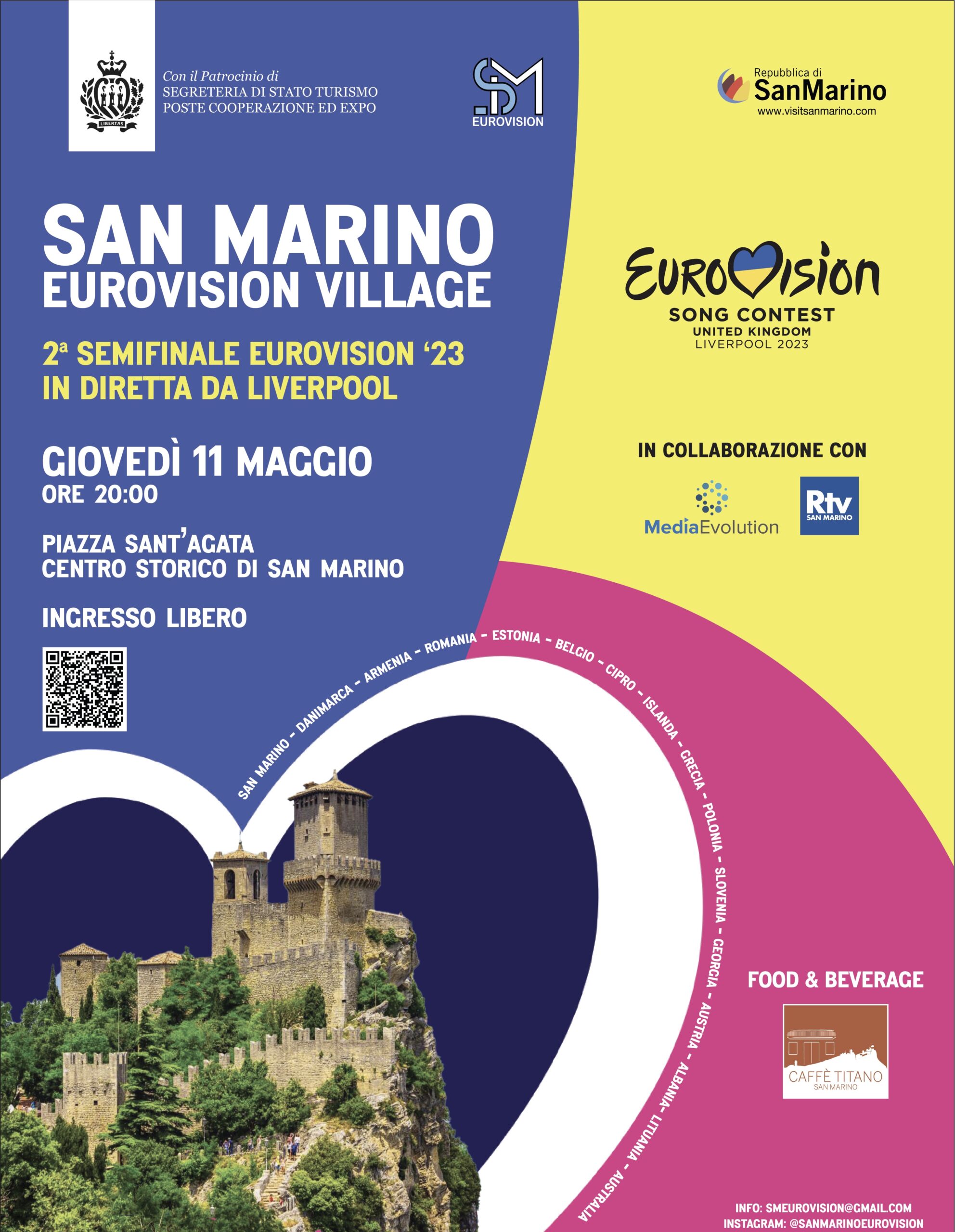 L’11 maggio appuntamento con il San Marino Eurovision Village