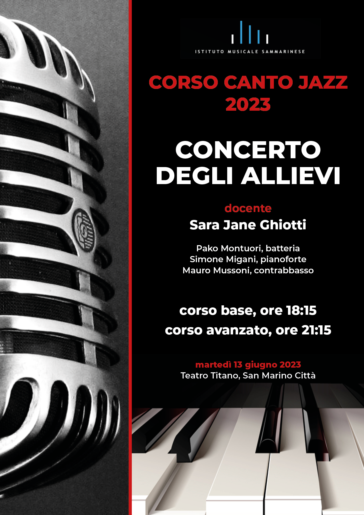 San Marino. Concerto degli allievi del corso di canto jazz 2023