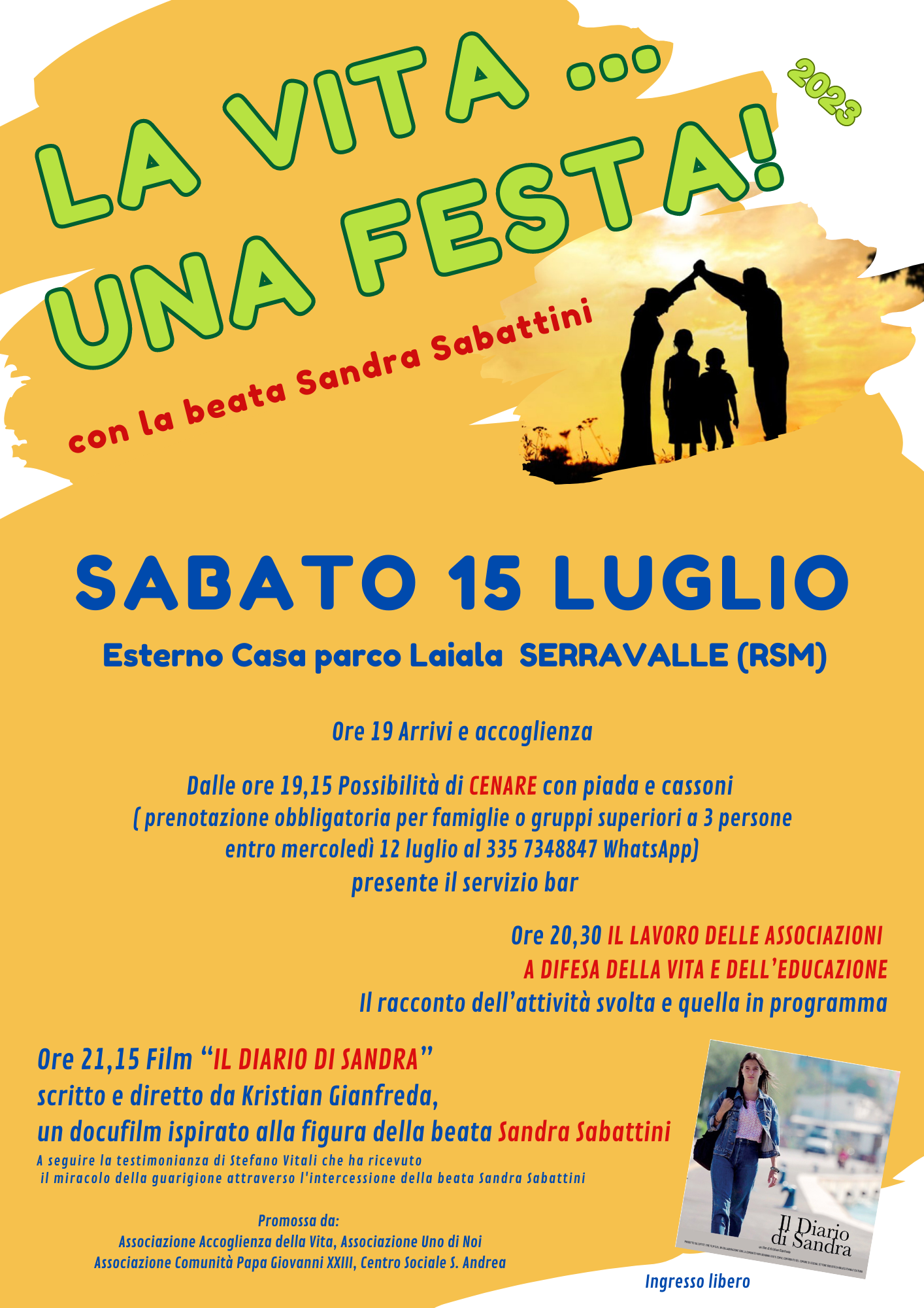 San Marino. “La vita… una festa”, appuntamento il 15 luglio al Parco Laiala