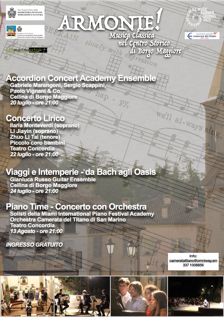 San Marino. “Armonie”: concerti di musica classica a Borgo Maggiore