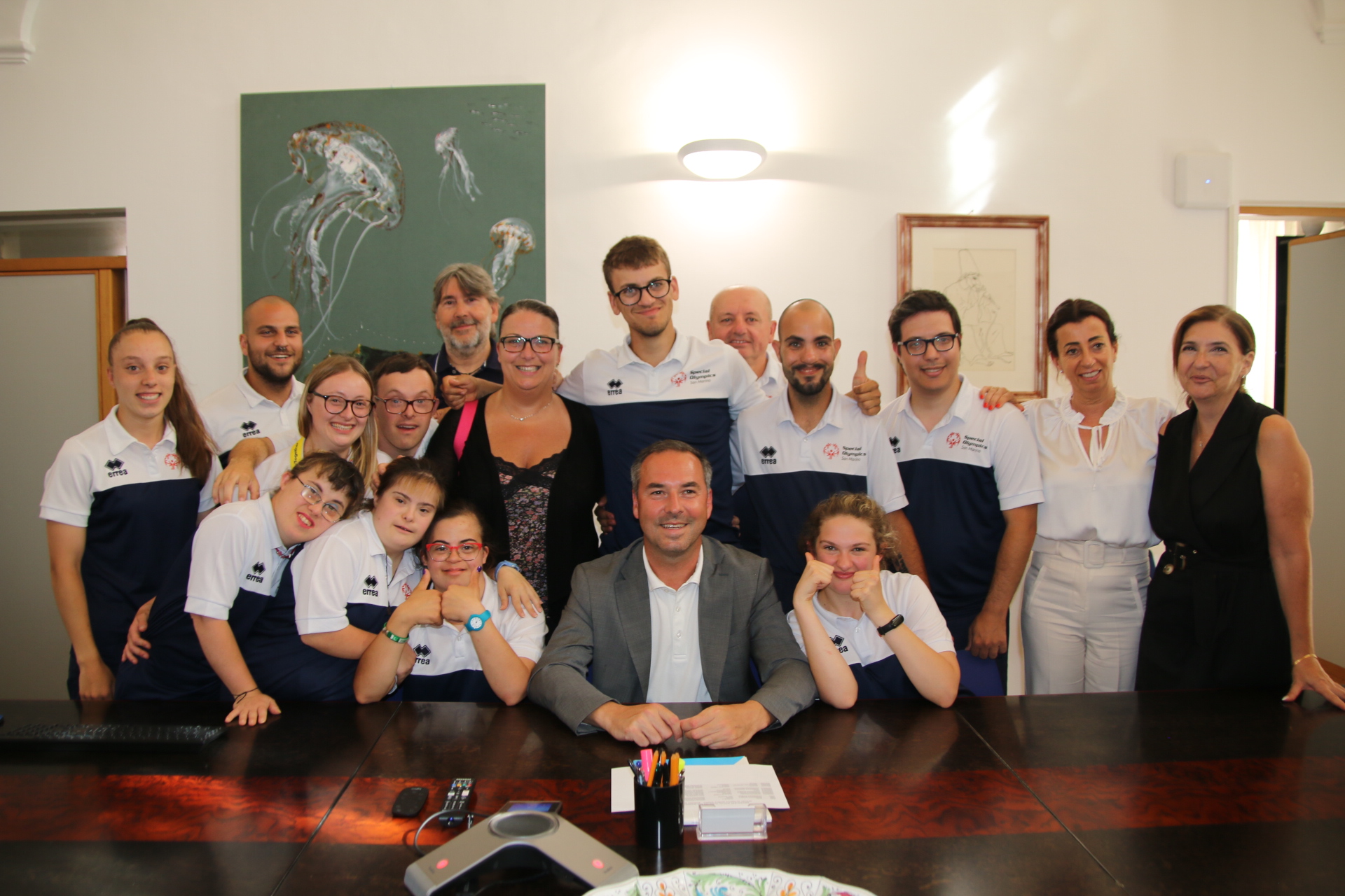San Marino. Il Segretario di Stato Lonfernini riceve gli atleti che hanno preso parte agli Special Olympics World Games di Berlino