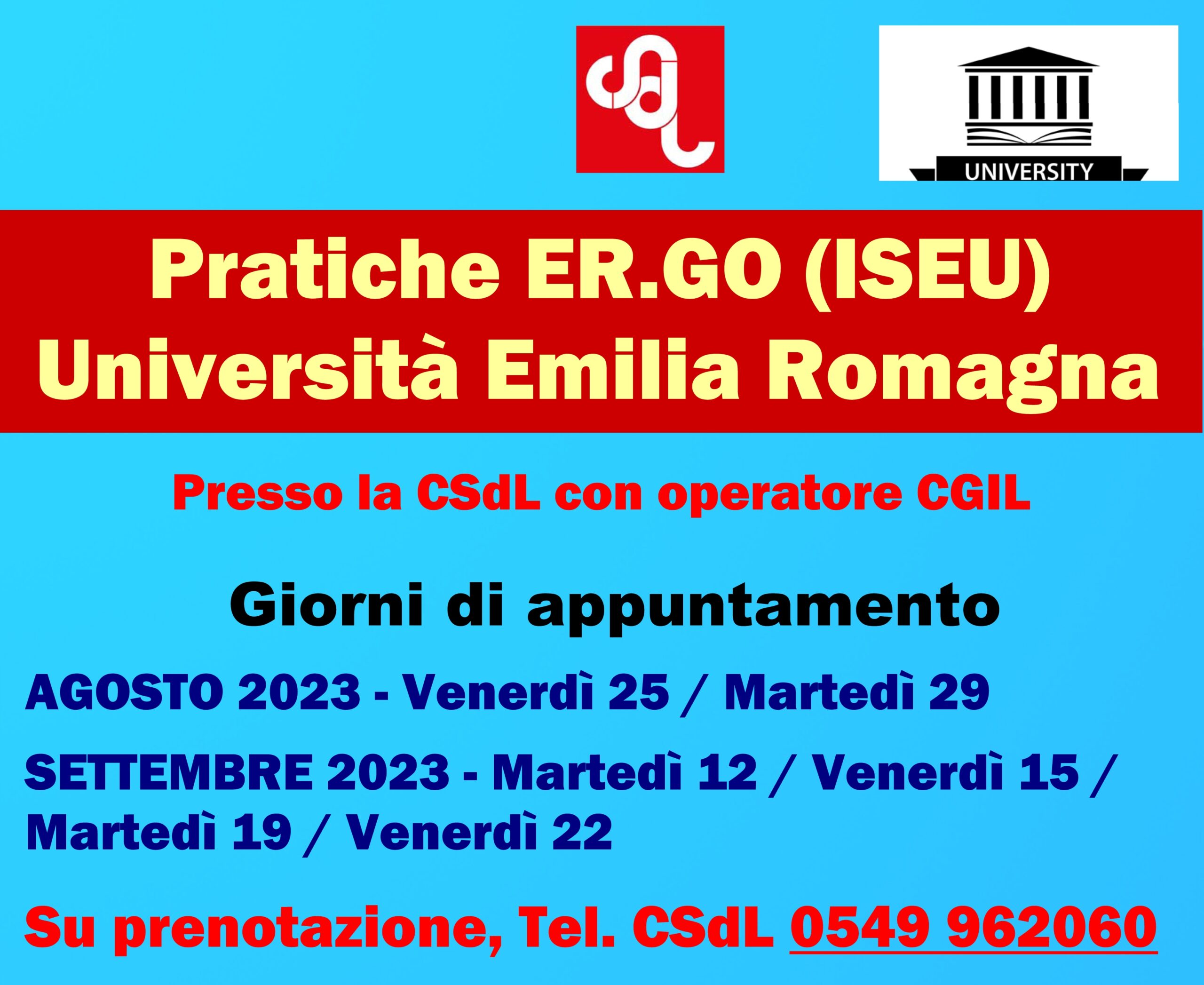 San Marino. Iniziano dal 25 agosto presso la sede CSdL le pratiche ER.GO (ISEU) per le Università dell’Emilia Romagna