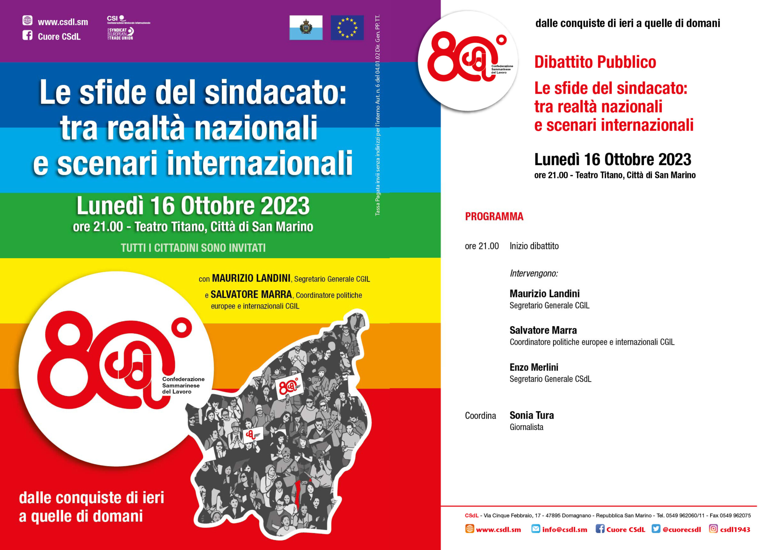 San Marino. Le sfide interne e internazionali del sindacato: lunedì 16 ottobre dibattito pubblico con Maurizio Landini