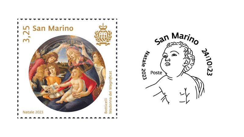 La Madonna del Magnificat di Botticelli sul francobollo di San Marino dedicato al Natale