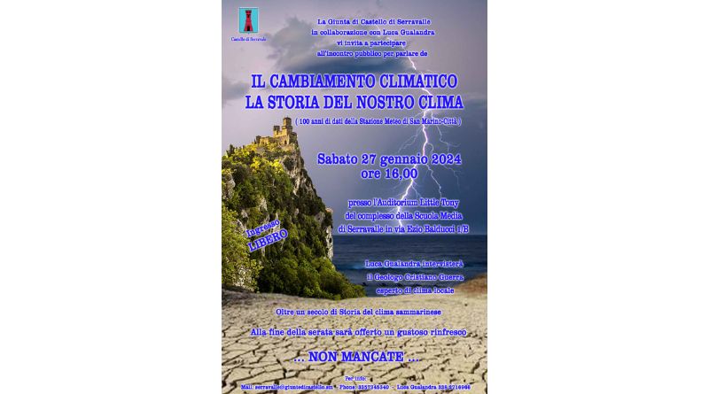 Clima e cambiamento climatico a San Marino, il 27 gennaio un incontro a Serravalle