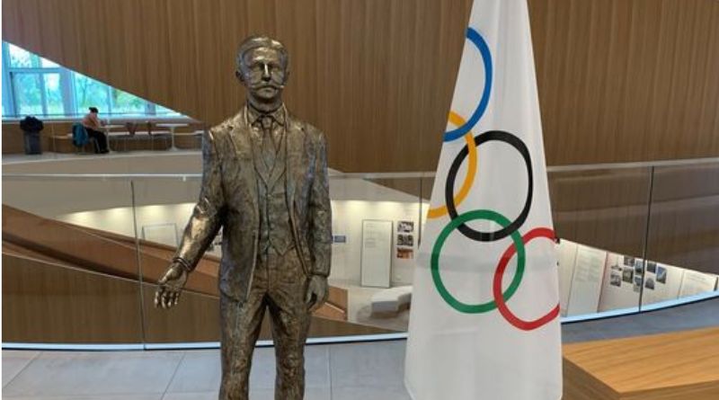 San Marino. Un cippo dedicato a Pierre de Counbertin al polo sportivo di Serravalle