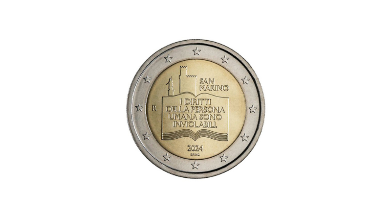 San Marino. Due euro commemorativi per i 50 anni della Dichiarazione dei Diritti dei Cittadini